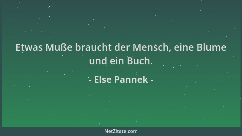 Else Pannek - Etwas Muße braucht der Mensch, eine Blume und ein Buch....