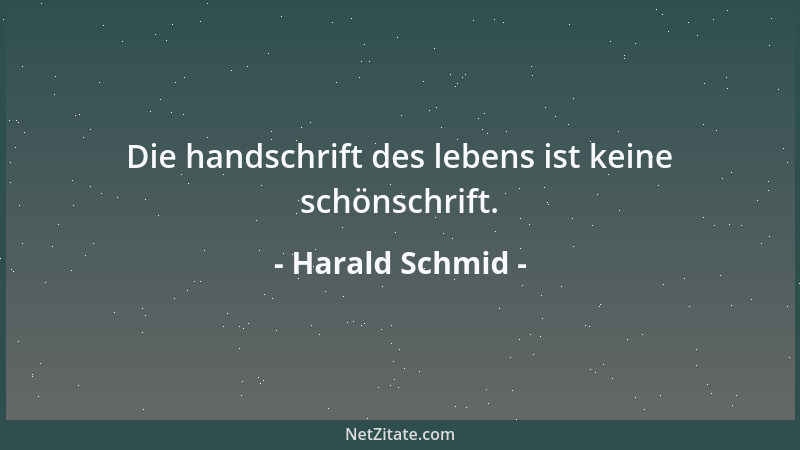 Harald Schmid - Die handschrift des lebens ist keine schönschrift....