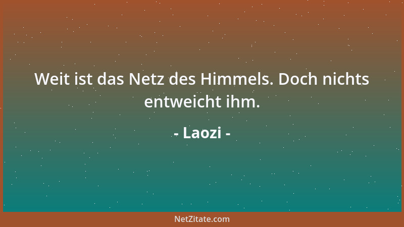 Laozi - Weit ist das Netz des Himmels. Doch nichts entweicht ihm....