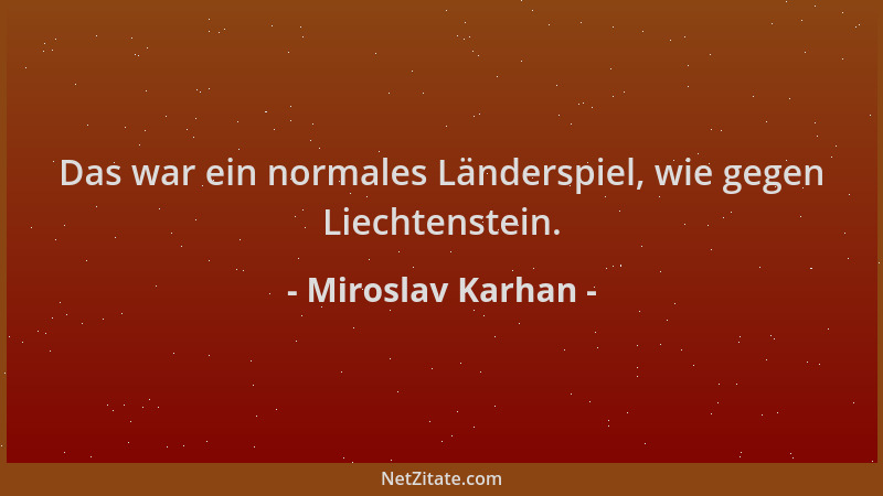 Miroslav Karhan - Das war ein normales Länderspiel, wie gegen Liechtenstein....