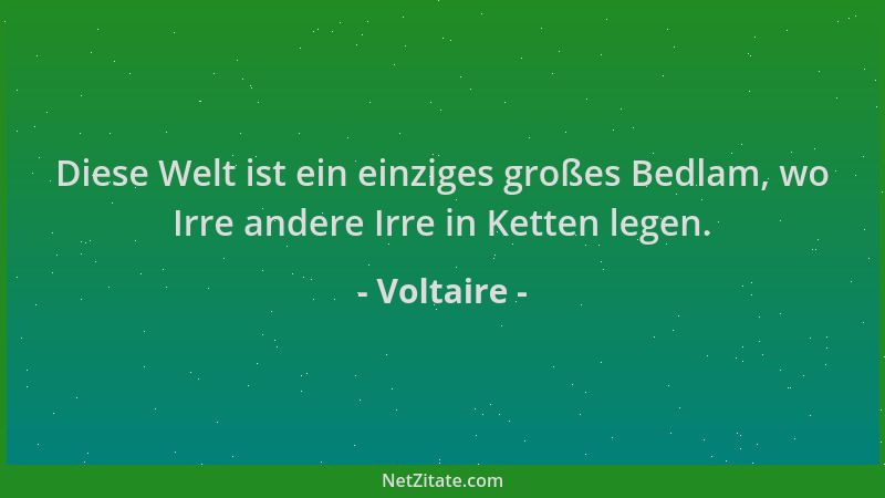 Voltaire - Diese Welt ist ein einziges großes Bedlam, wo Irre andere Irre in Ketten legen....