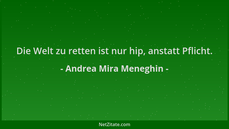 Andrea Mira Meneghin - Die Welt zu retten ist nur hip, anstatt Pflicht....
