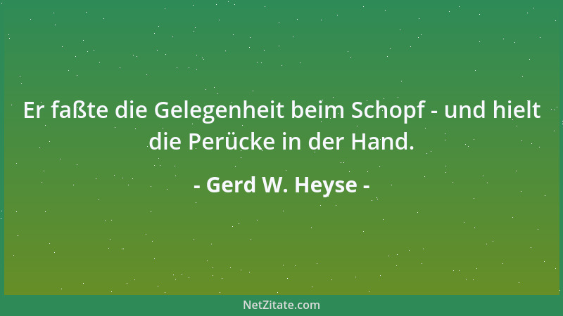 Gerd W. Heyse - Er faßte die Gelegenheit beim Schopf - und hielt die Perücke in der Hand....