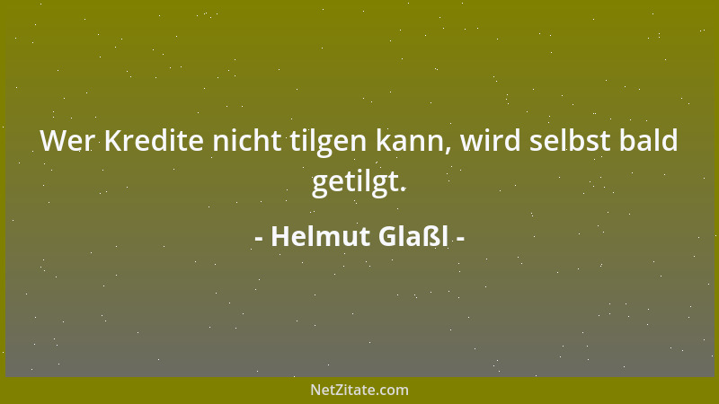 Helmut Glaßl - Wer Kredite nicht tilgen kann, wird selbst bald getilgt....