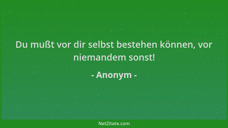 Anonym - Du mußt vor dir selbst bestehen können, vor niemandem sonst!...
