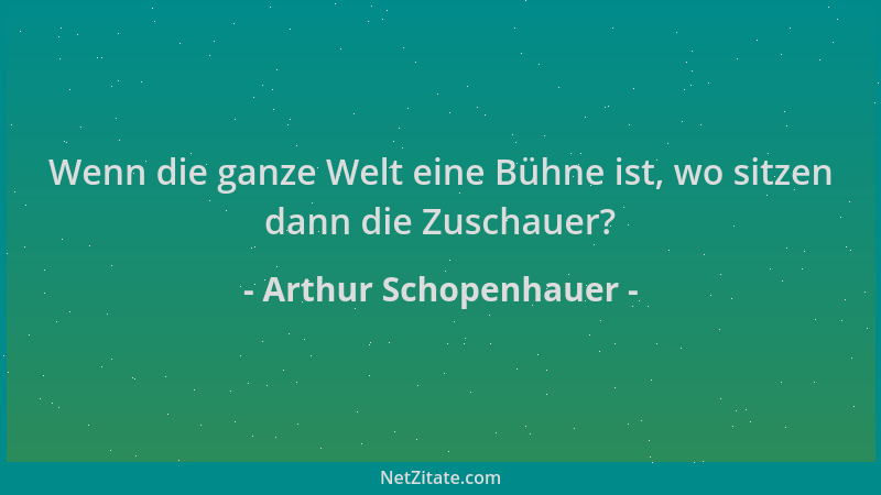 Arthur Schopenhauer - Wenn die ganze Welt eine Bühne ist, wo sitzen dann die Zuschauer?...