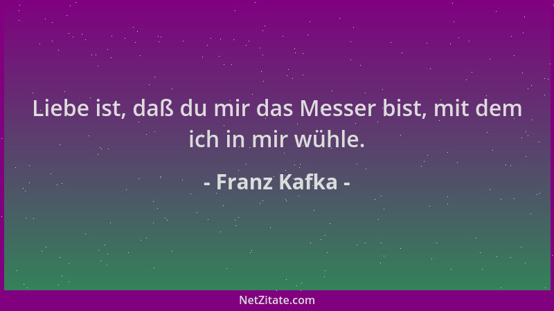 Franz Kafka - Liebe ist, daß du mir das Messer bist, mit dem ich in mir wühle....