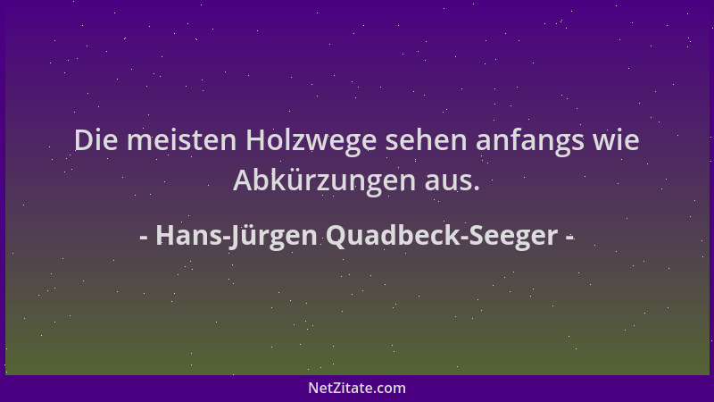 Hans-Jürgen Quadbeck-Seeger - Die meisten Holzwege sehen anfangs wie Abkürzungen aus....