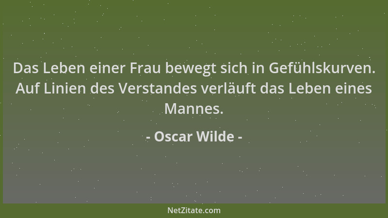 Oscar Wilde - Das Leben einer Frau bewegt sich in Gefühlskurven. Auf Linien des Verstandes verläuft das Leben eines Mannes....