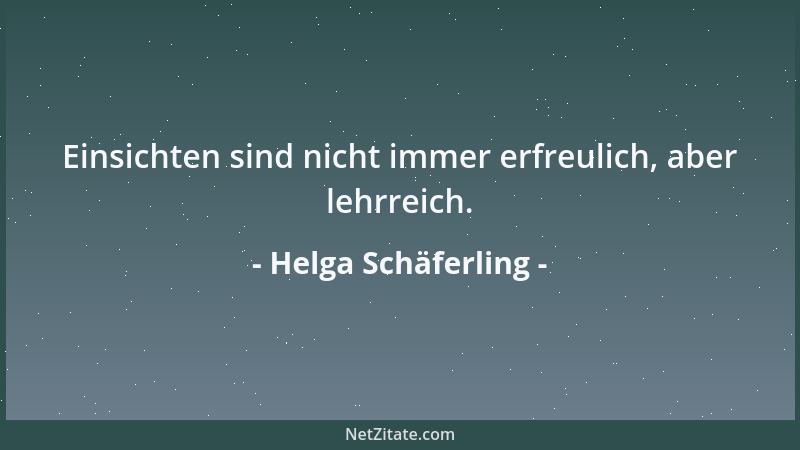 Helga Schäferling - Einsichten sind nicht immer erfreulich, aber lehrreich....
