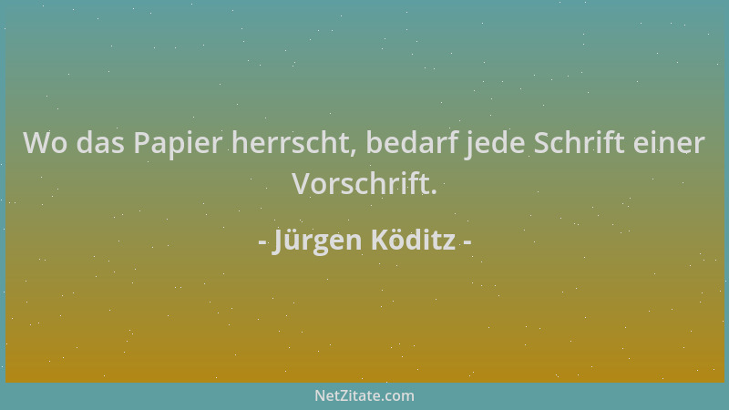 Jürgen Köditz - Wo das Papier herrscht, bedarf jede Schrift einer Vorschrift....