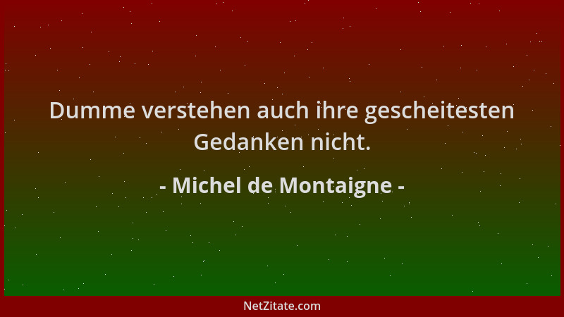 Michel de Montaigne - Dumme verstehen auch ihre gescheitesten Gedanken nicht....