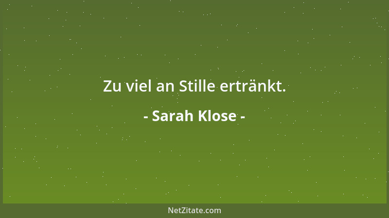 Sarah Klose - Zu viel an Stille ertränkt....