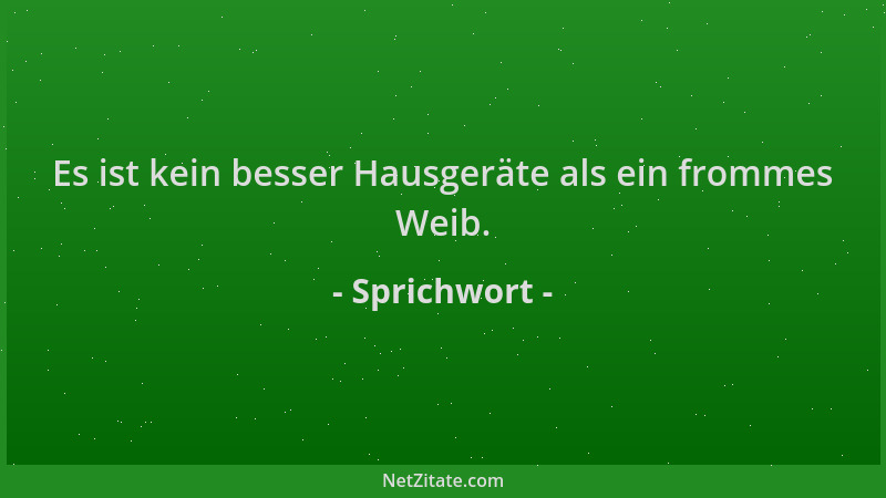 Sprichwort - Es ist kein besser Hausgeräte als ein frommes Weib....