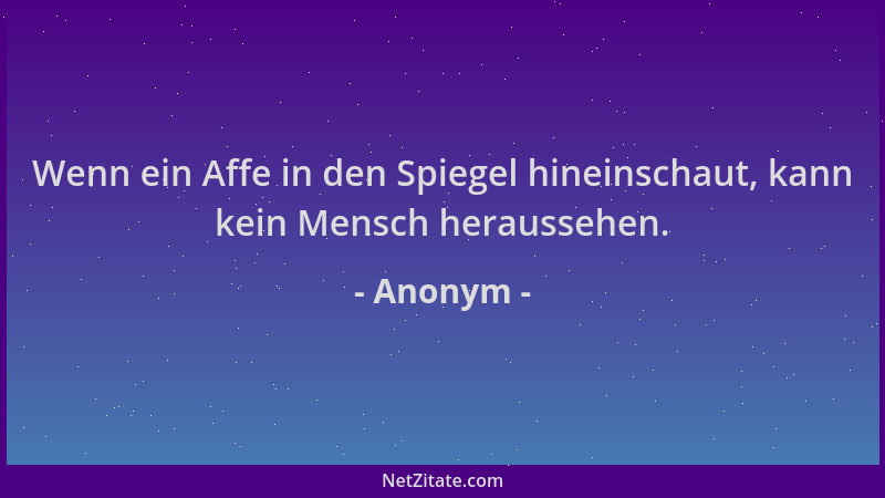Anonym - Wenn ein Affe in den Spiegel hineinschaut, kann kein Mensch heraussehen....