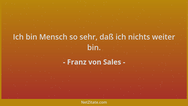 Franz von Sales - Ich bin Mensch so sehr, daß ich nichts weiter bin....