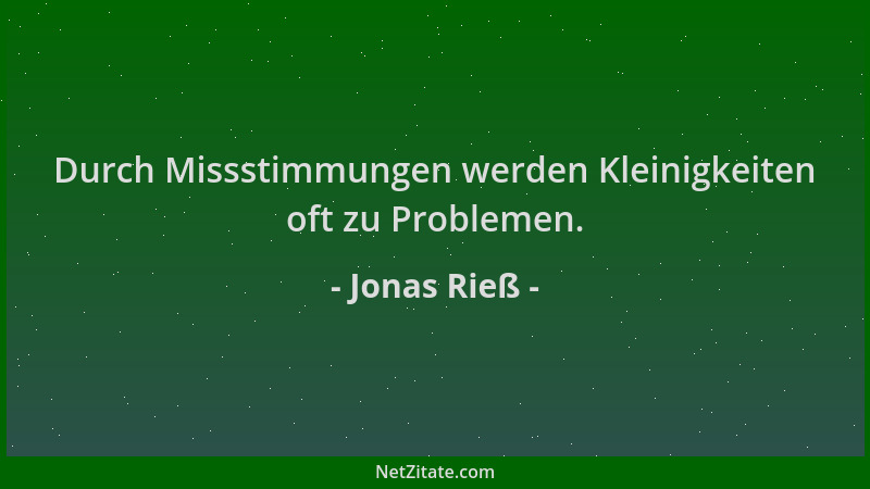 Jonas Rieß - Durch Missstimmungen werden Kleinigkeiten oft zu Problemen....