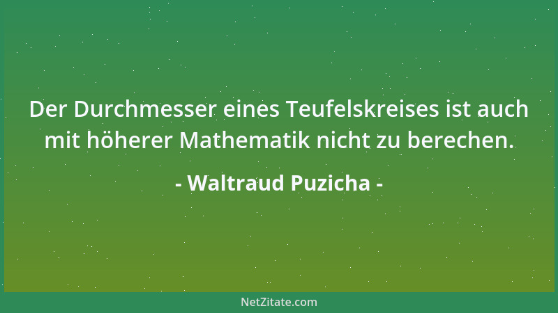 Waltraud Puzicha - Der Durchmesser eines Teufelskreises ist auch mit höherer Mathematik nicht zu berechen....