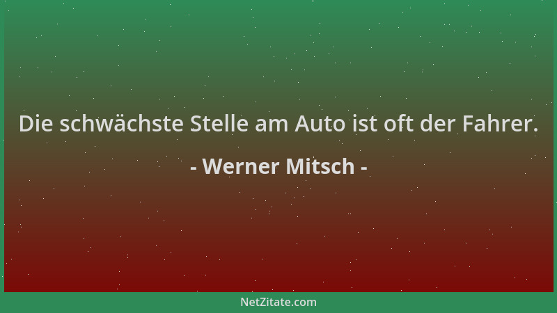 Werner Mitsch - Die schwächste Stelle am Auto ist oft der Fahrer....