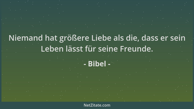 Bibel - Niemand hat größere Liebe als die, dass er sein Leben lässt für seine Freunde....