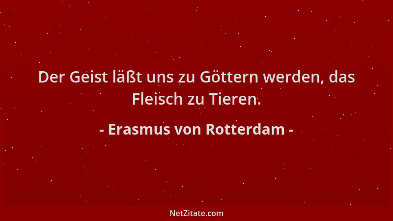 Erasmus von Rotterdam - Der Geist läßt uns zu Göttern werden, das Fleisch zu Tieren....