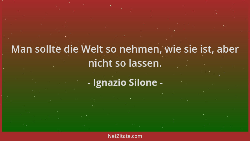 Ignazio Silone - Man sollte die Welt so nehmen, wie sie ist, aber nicht so lassen....