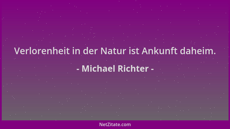 Michael Richter - Verlorenheit in der Natur ist Ankunft daheim....