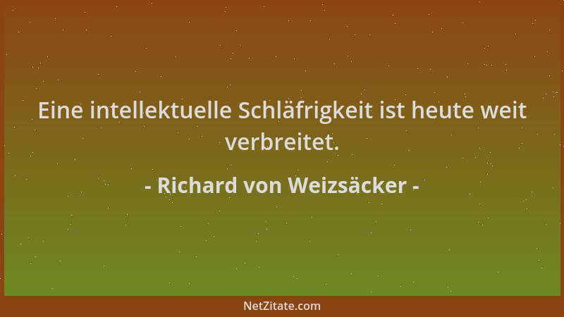 Richard von Weizsäcker - Eine intellektuelle Schläfrigkeit ist heute weit verbreitet....