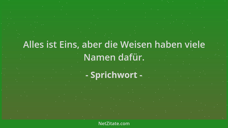 Sprichwort - Alles ist Eins, aber die Weisen haben viele Namen dafür....