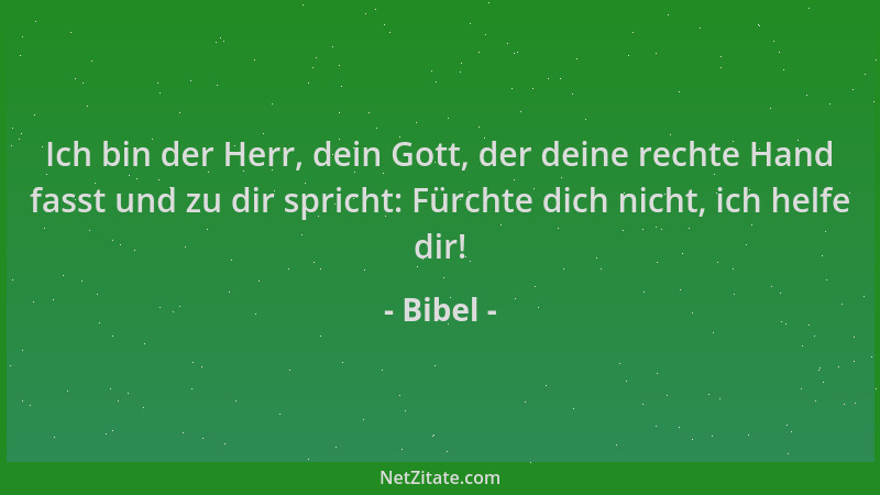 Bibel - Ich bin der Herr, dein Gott, der deine rechte Hand fasst und zu dir spricht: Fürchte dich nicht, ich helfe dir!...