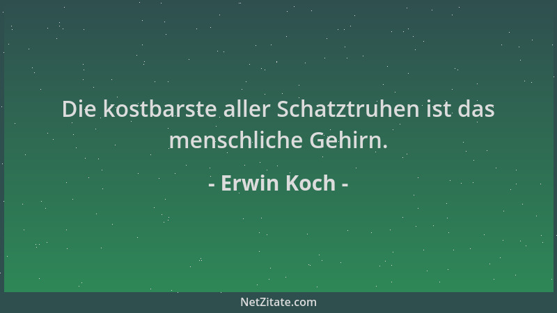 Erwin Koch - Die kostbarste aller Schatztruhen ist das menschliche Gehirn....