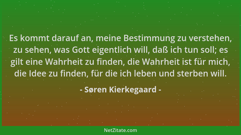 Søren Kierkegaard - Es kommt darauf an, meine Bestimmung zu verstehen, zu sehen, was Gott eigentlich will, daß ich tun soll...