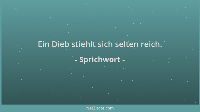 Sprichwort - Ein Dieb stiehlt sich selten reich....
