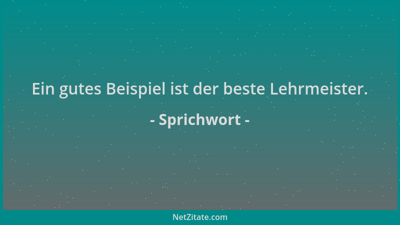Sprichwort - Ein gutes Beispiel ist der beste Lehrmeister....
