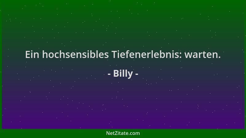 Billy - Ein hochsensibles Tiefenerlebnis: warten....