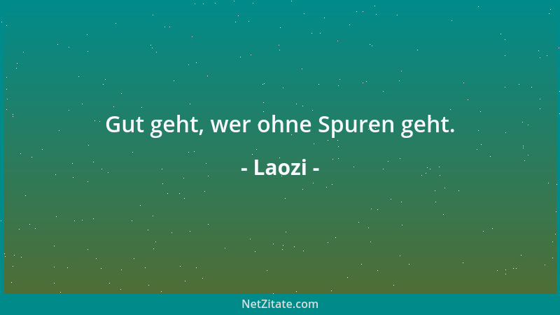 Laozi - Gut geht, wer ohne Spuren geht....