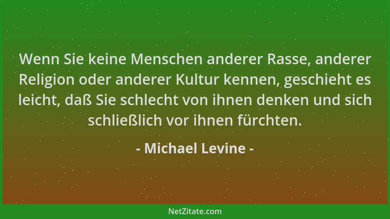 Michael Levine - Wenn Sie keine Menschen anderer Rasse, anderer Religion oder anderer Kultur kennen, geschieht es leicht, d...