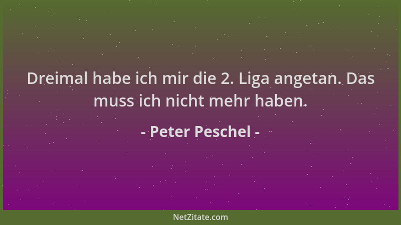Peter Peschel - Dreimal habe ich mir die 2. Liga angetan. Das muss ich nicht mehr haben....