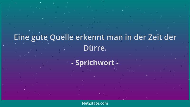 Sprichwort - Eine gute Quelle erkennt man in der Zeit der Dürre....