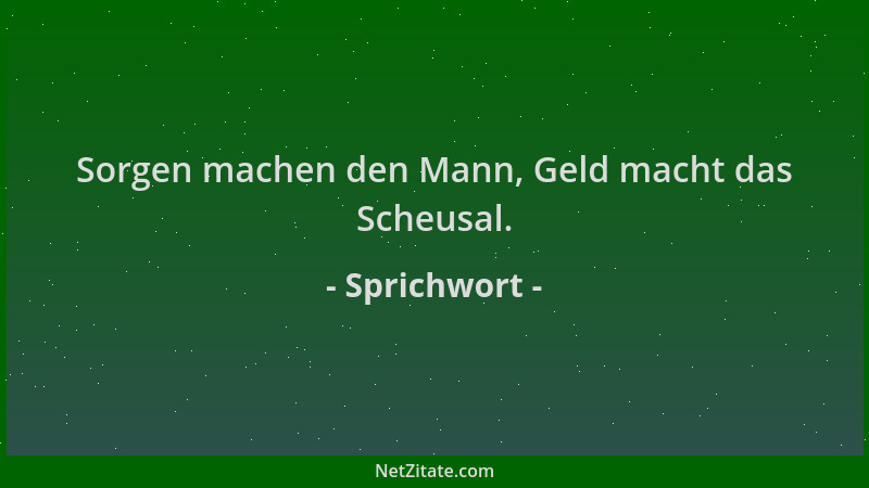 Sprichwort - Sorgen machen den Mann, Geld macht das Scheusal....