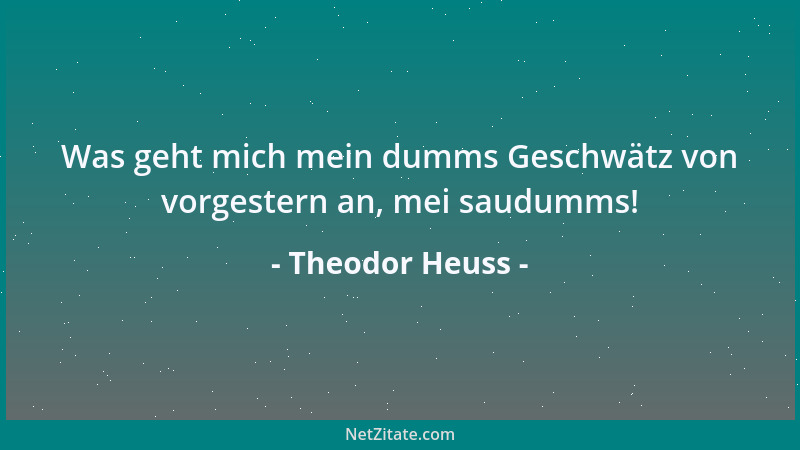 Theodor Heuss - Was geht mich mein dumms Geschwätz von vorgestern an, mei saudumms!...