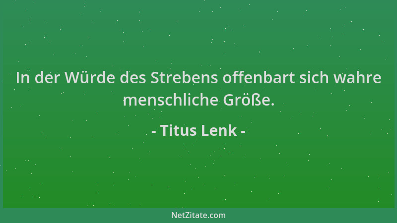 Titus Lenk - In der Würde des Strebens offenbart sich wahre menschliche Größe....