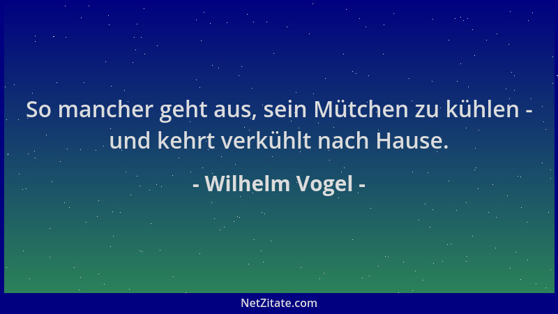 Wilhelm Vogel - So mancher geht aus, sein Mütchen zu kühlen - und kehrt verkühlt nach Hause....