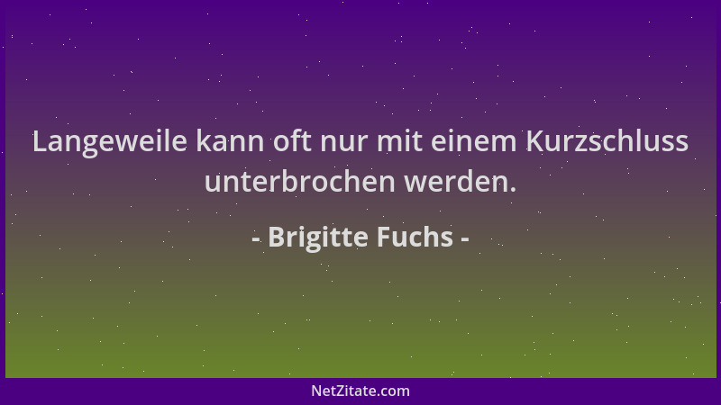 Brigitte Fuchs - Langeweile kann oft nur mit einem Kurzschluss unterbrochen werden....