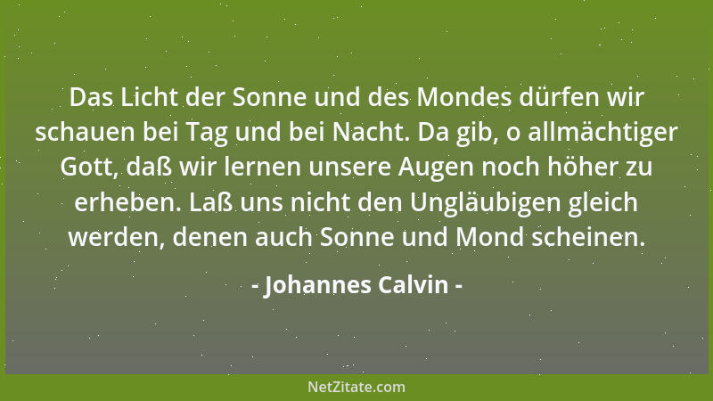Johannes Calvin - Nichts tröstet mächtiger als die Gewißheit mitten im Elend von der Liebe Gottes umfangen zu werden....