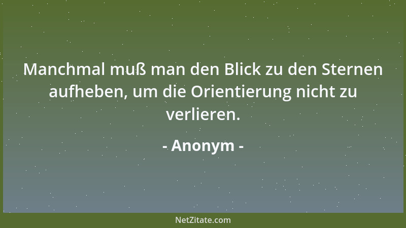 Anonym - Manchmal muß man den Blick zu den Sternen aufheben, um die Orientierung nicht zu verlieren....