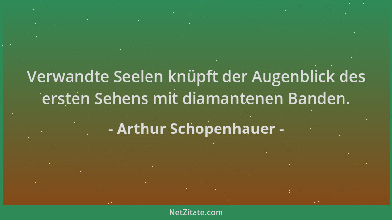 Arthur Schopenhauer - Verwandte Seelen knüpft der Augenblick des ersten Sehens mit diamantenen Banden....