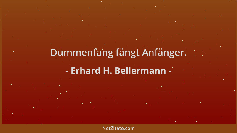 Erhard H. Bellermann - Dummenfang fängt Anfänger....