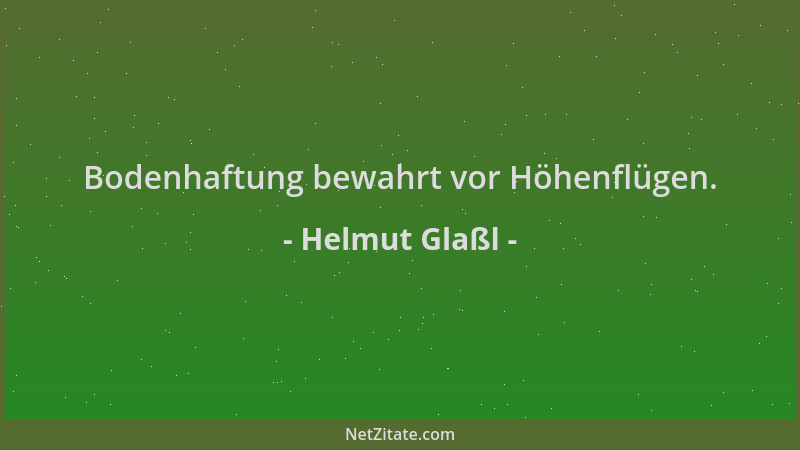 Helmut Glaßl - Bodenhaftung bewahrt vor Höhenflügen....