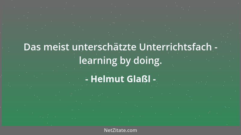 Helmut Glaßl - Das meist unterschätzte Unterrichtsfach - learning by doing....